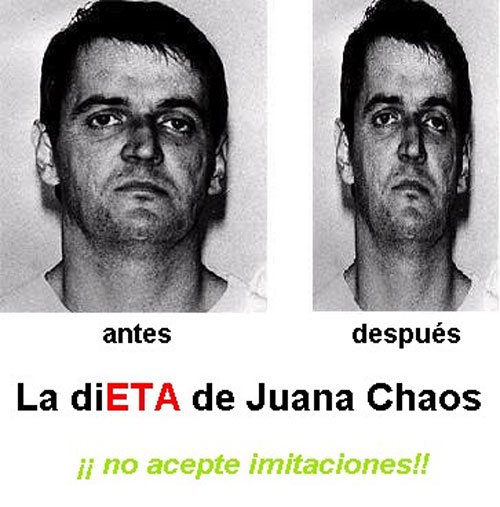 La dieta del 'doctor' De Juana Chaos: cien por cien efectiva. Foto: montaje en internet.