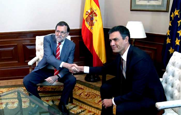 Reunión entre Rajoy y Sánchez en el Congreso para intentar formar Gobierno. Foto: PP